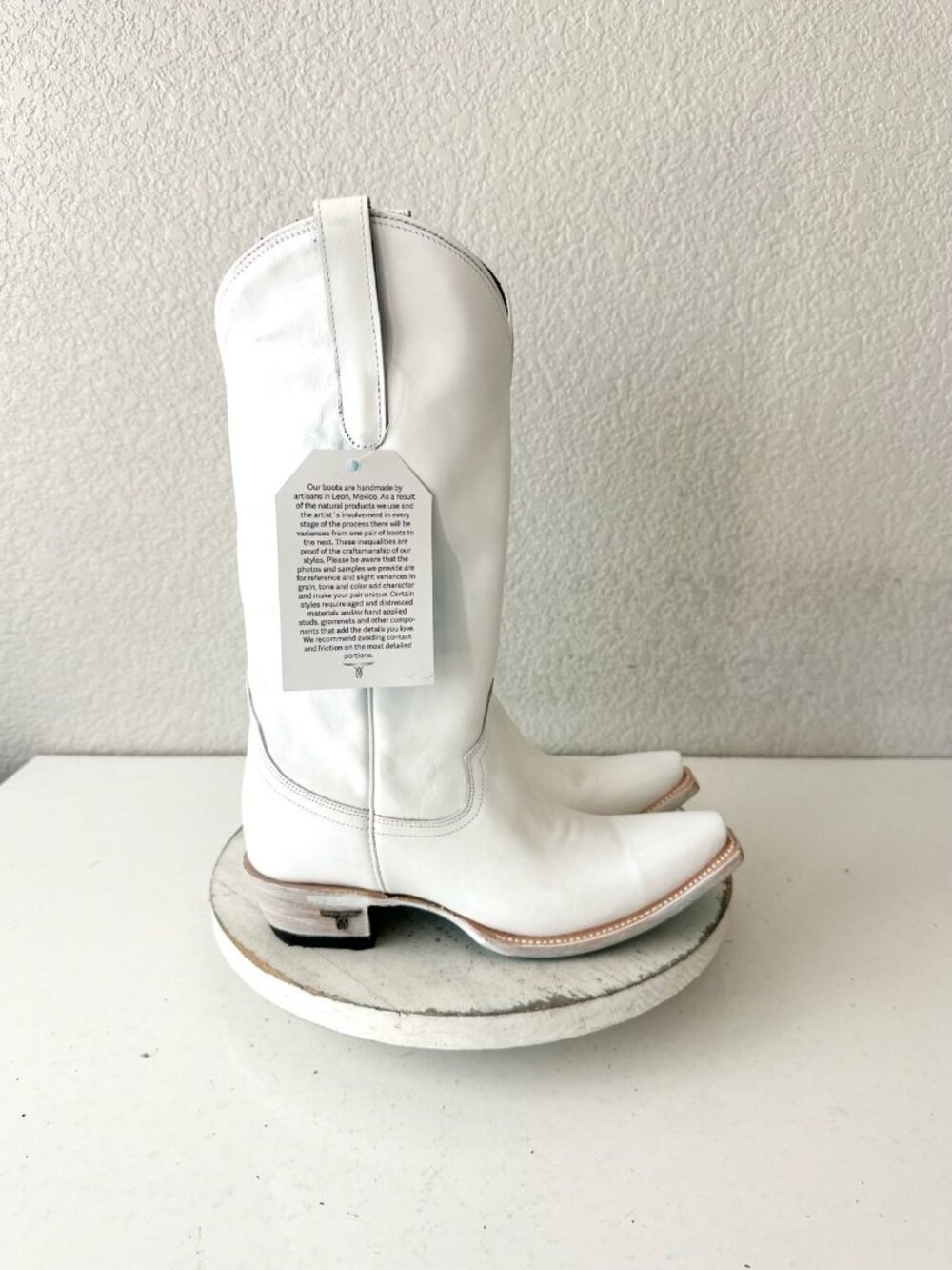Lane EMMA JANE White Cowboy Boots Western Cowgirl Mid Calf Tall Snip Toe Sz 7 - Picture 2 of 11